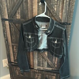 Black Denim Cropped Jacket